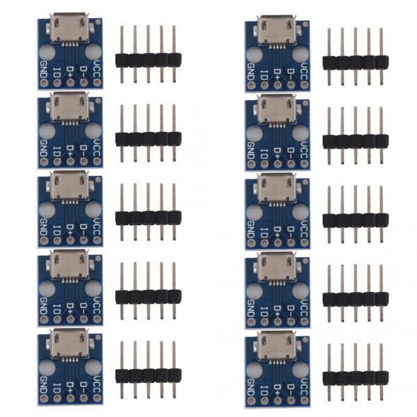30pcs Female 2.54mm MICRO USB to DIP 5-Pin Pinboard Adaptor + 5pin Pin Header