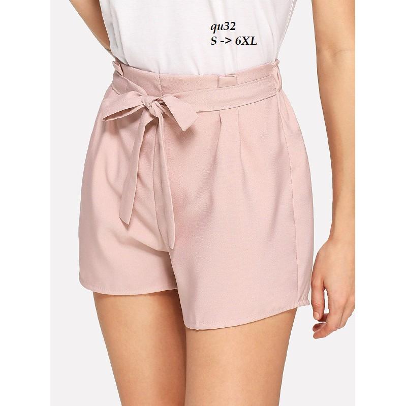 BOT122 QUẦN SHORT NỮ TRƠN MÀU THẮT NƠ
