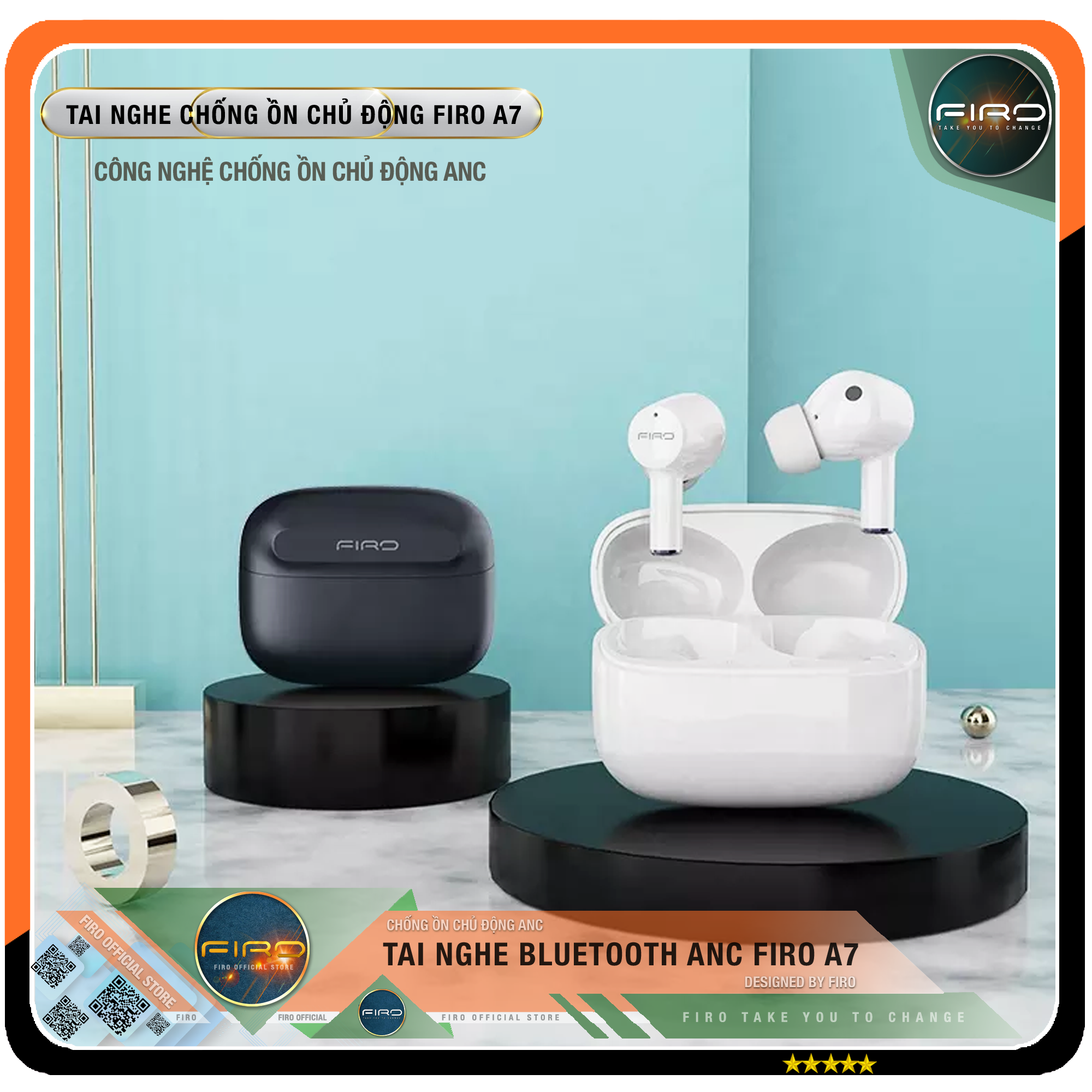 Tai Nghe Bluetooth FIRO Fi5 Pro2 - Tai Nghe Không Dây FIRO Công Nghệ Bluetooth V5.3 - Kháng Nước IPX5 - Điều Khiển Cảm Ứng Thông Minh - Âm Bass Cực Hay - Chống Ồn Cực Tốt - Tai Nghe FIRO Fi5 Pro2 Tương Thích Với Tất Cả Dòng Máy - Hàng Chính Hãng