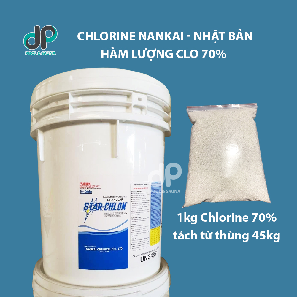 Chlorine Nankai Nhật 70%, 1kg clorin nankai Nhật - Xử lí nước bể bơi, diệt rêu tảo, khử trùng diệt khuẩn hiệu quả