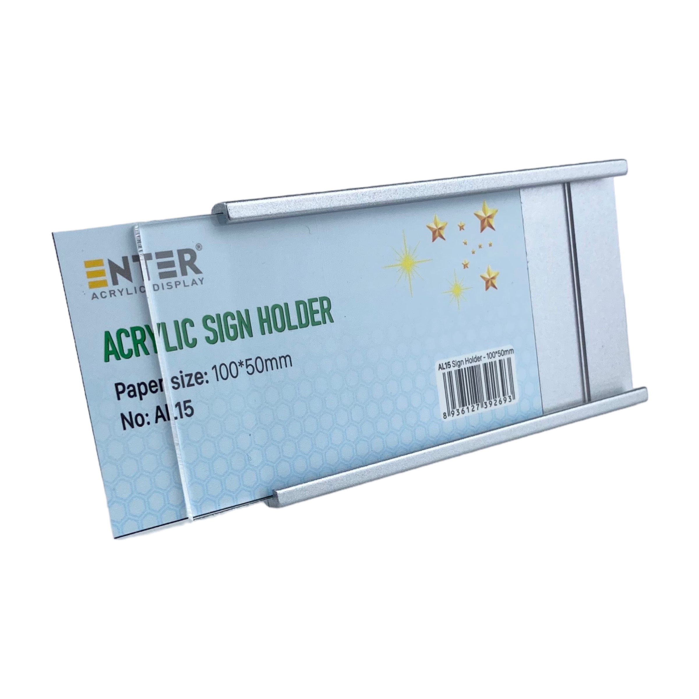 Bảng thông tin nhôm Enter AL15 100x50mm, Khung thông tin sản phẩm, Khung bảng giá siêu thị, Tag thông tin mini
