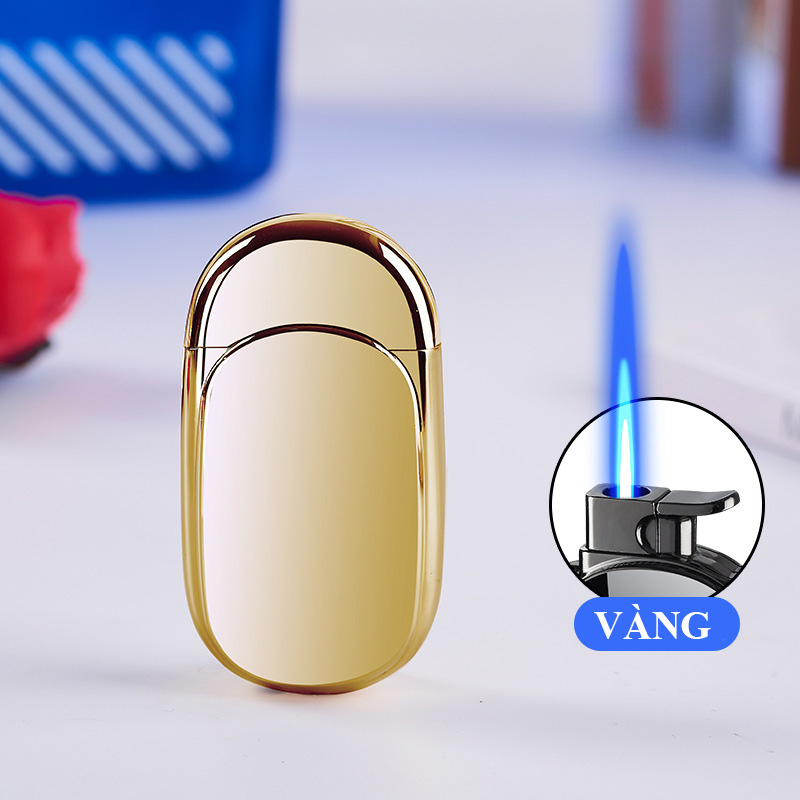 Bật Lửa Khè Hình Bầu Tròn Kim Loại Bóng Trơn - Xài Gas (giao màu ngẫu nhiên)