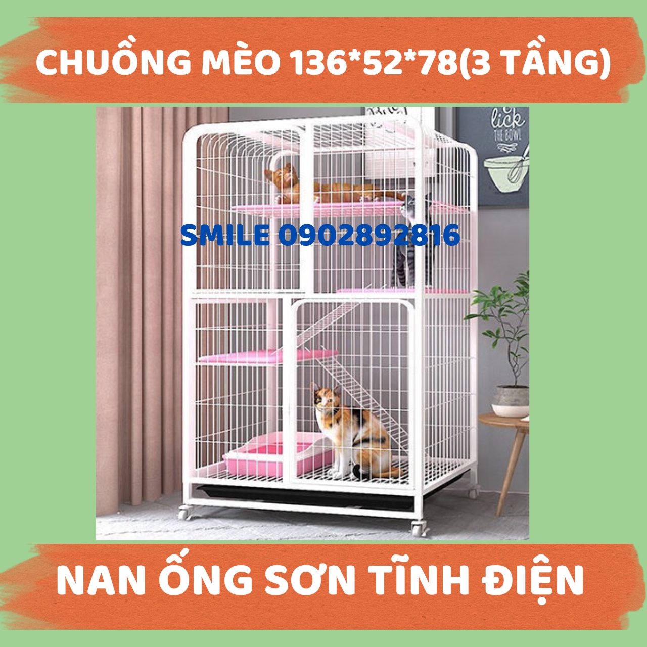 [MẪU MỚI NHẤT] Chuồng Mèo 2 Tầng, 3 Tầng Nan Ống Cao Cấp Siêu Dày Size Đại - Cam kết giống hình 100%