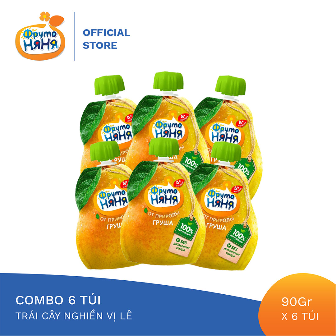 Combo 6 Gói Trái cây nghiền vị lê Fruto Nyanya 90g