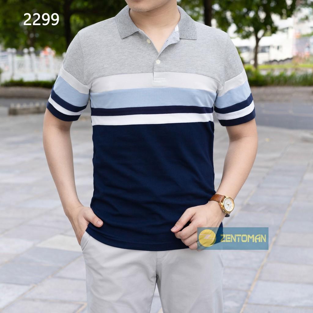 ZENTOMAN - Áo polo kẻ chất Supima vân chéo thanh lịch, cao cấp, mềm mịn hè 2021