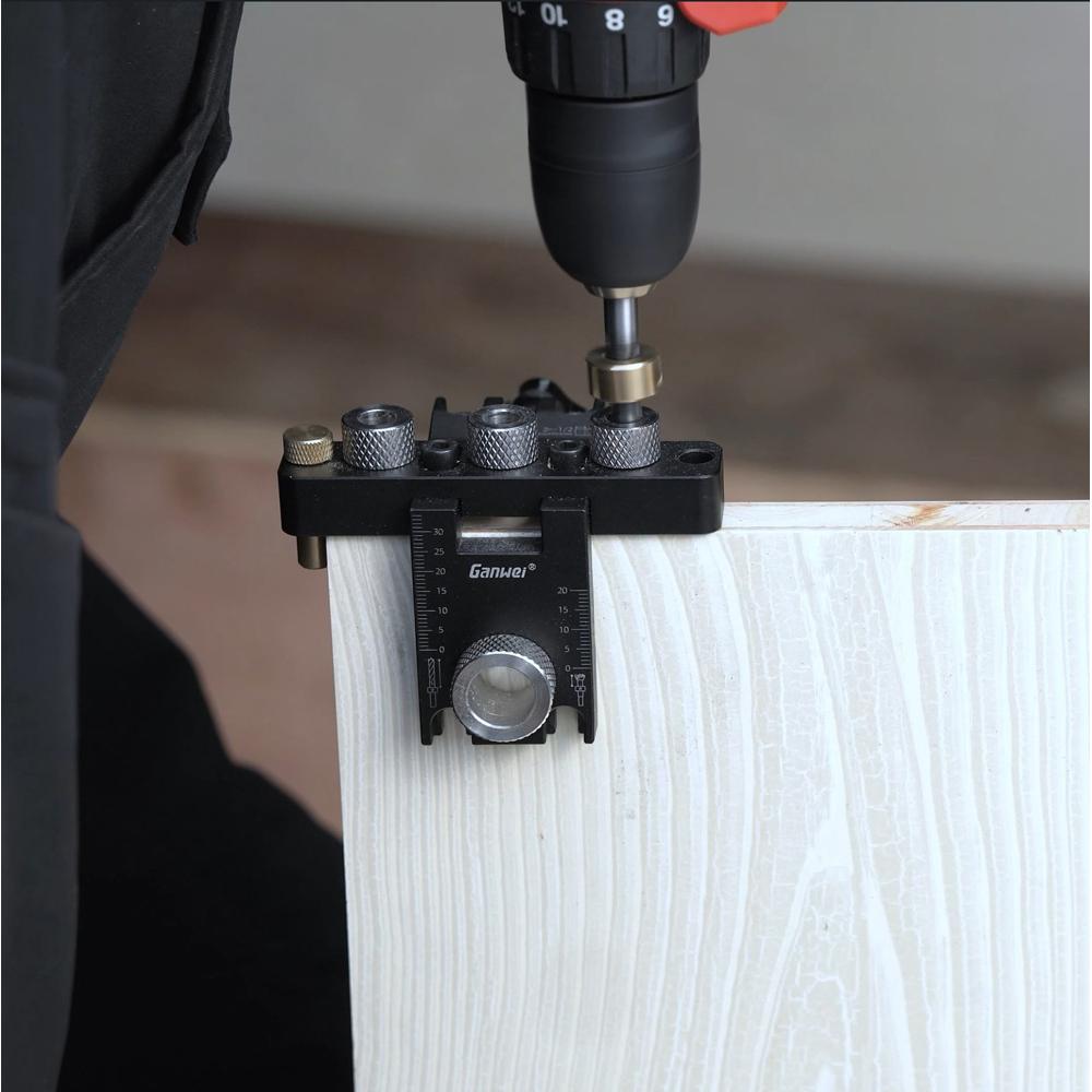 3in1 Dụng cụ định vị lỗ khoan chế biến gỗ Dụng cụ định vị lỗ hợp kim nhôm Bộ gá dẫn hướng đồ gỗ với mũi khoan 8-15mm Dụng cụ tự làm mộc biến dạng để ghép nối bảng