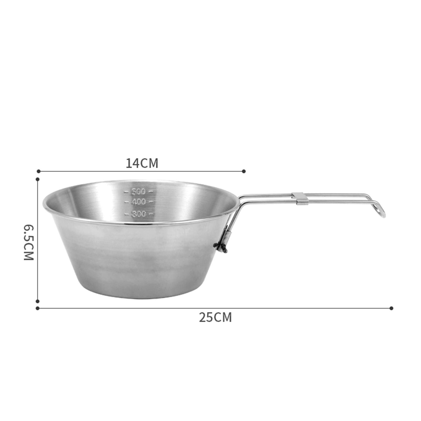 Camping Bowl, Food Bowl Camp Cup Folding Handle, Outdoor Dinnerware Portable Camping Cup, Measuring Picnic Bowl for BBQ, Barbecue Picnic Travel