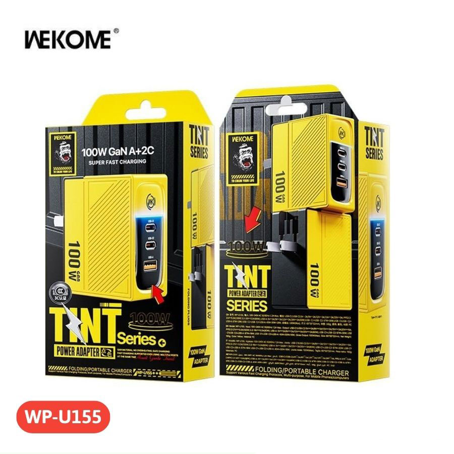 Cốc sạc nhanh WP-U155 WEKOME 3 cổng 100W 1A+2C cherger- Hàng chính hãng