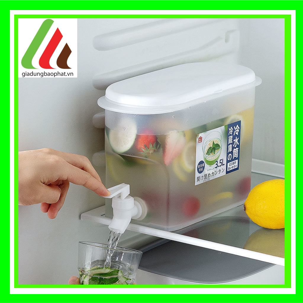 Bình nước nhựa 3.5 lít có vòi dùng trong tủ lạnh thiết kế thông minh chất liệu an toàn chịu nhiệt tốt