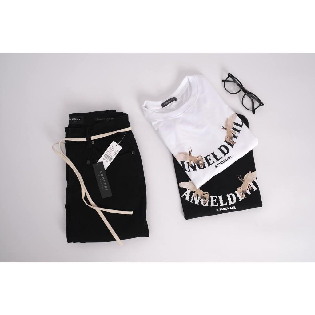 Áo Thun UNISEX Nam Nữ ANGEL DEVIL Tay Lửng From Rộng Giá Rẻ