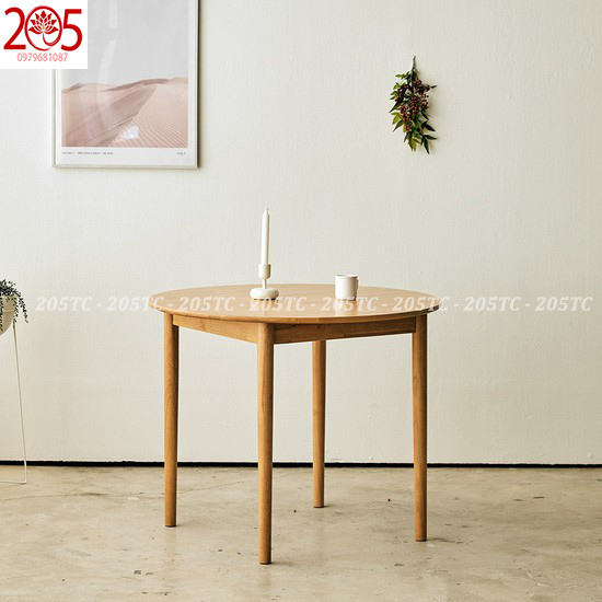 BÀN TRÒN 1M GỖ CAO SU 100% -   205TC 100cm Round Wooden Dining Table - Natural