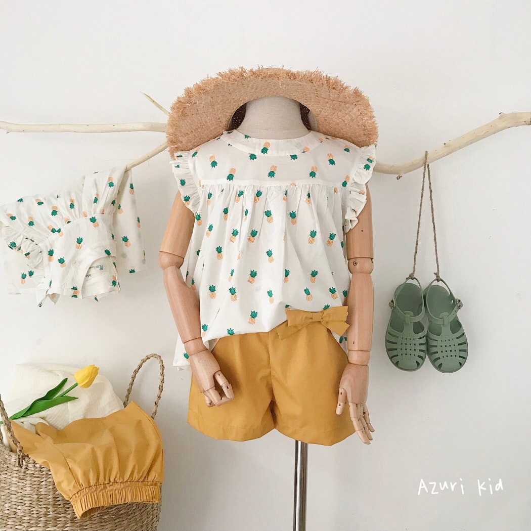 SÉT BỘ BÉ GÁI ÁO TAY BÈO QUẦN NƠ