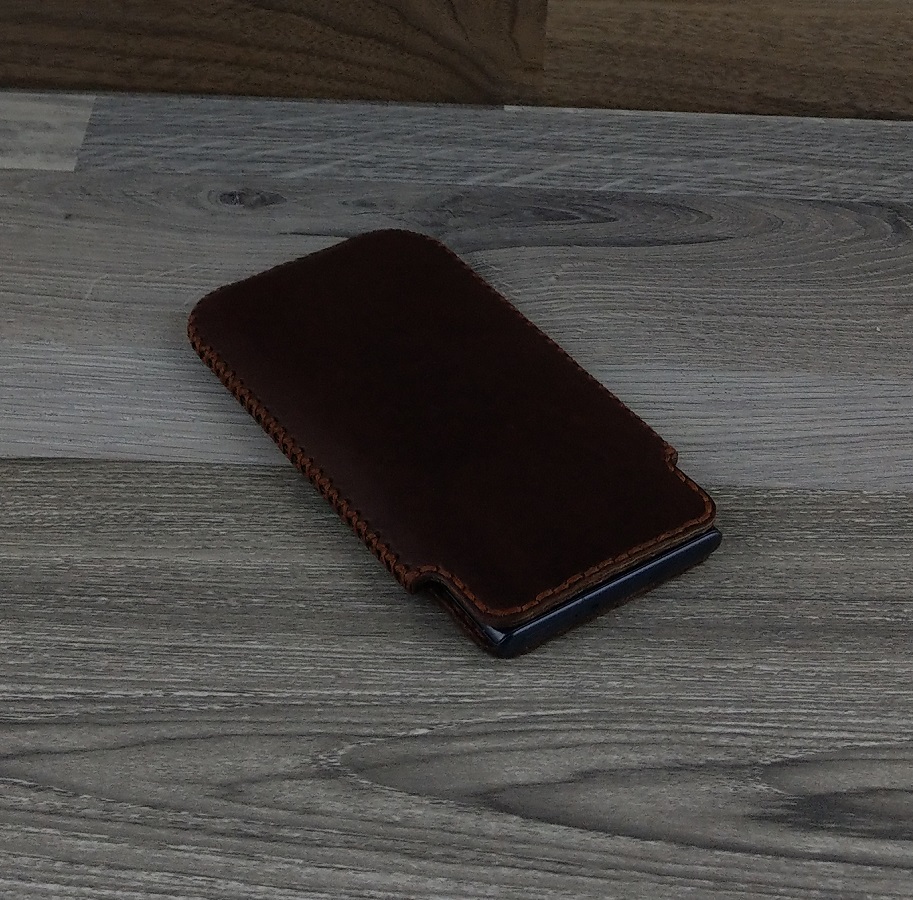 Bao Da Túi Rút dành cho iphone X/XS Da Bò Sáp Màu Nâu Cafe