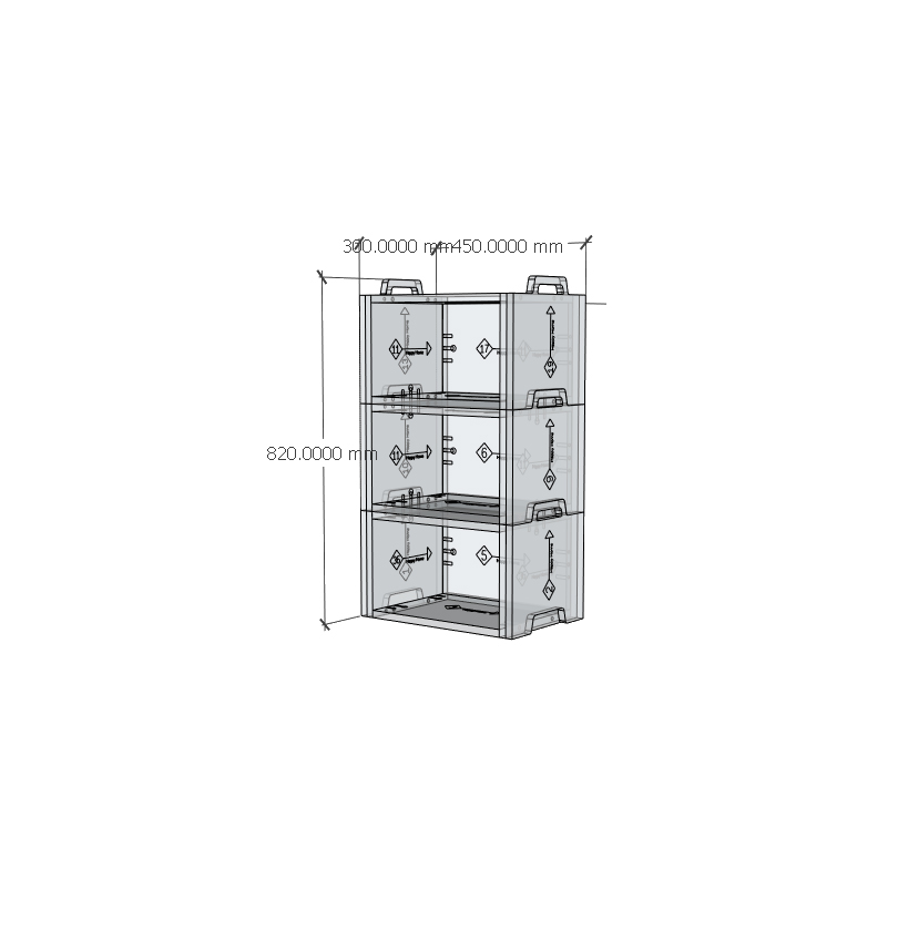HAPPY FURNITURE , Gỗ tự nhiên , Thùng lưu trữ 3 tầng gỗ Plywood - GAMOR , TLT_020 , 45cm x 30cm x 82cm DxRxC