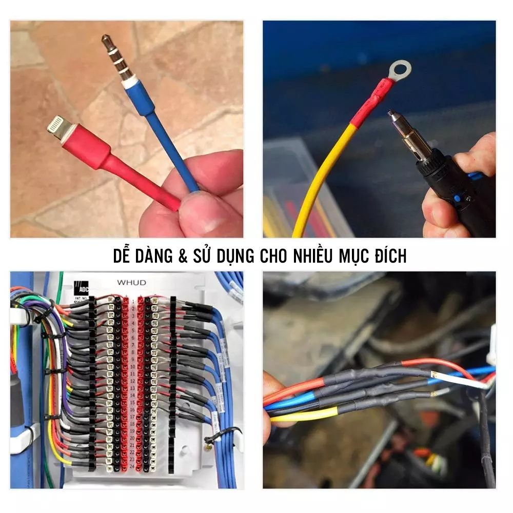 Bộ Ống Gen Co Nhiệt Thu Hẹp Nhiều Màu Đủ Size Kích Thước Giúp Cách Điện Bảo Vệ Dây Cáp Giúp Sửa Chữa Dây Điện Nhanh Chóng - Hàng Nhập Khẩu