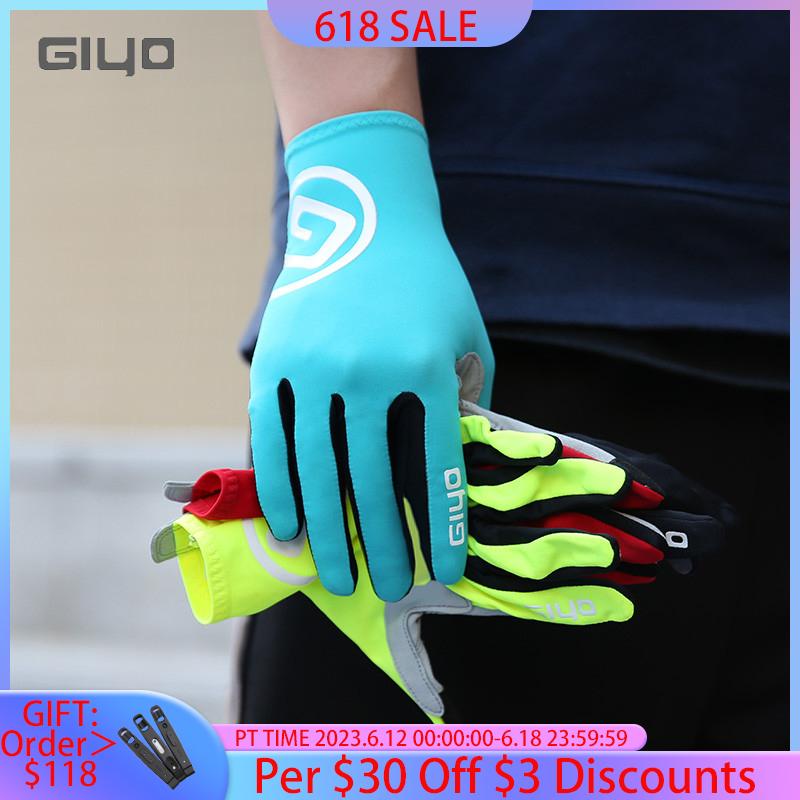 Giày Giyo Đi Xe Đạp Găng Tay Full Ngón Vải Lycra Găng Tay Hở Ngón Thu Đông Xe Đạp Găng Tay Dài Chống Trơn Trượt Cho MTB Xe Đạp Đường Bộ Thiết Bị Color: black Size: XL