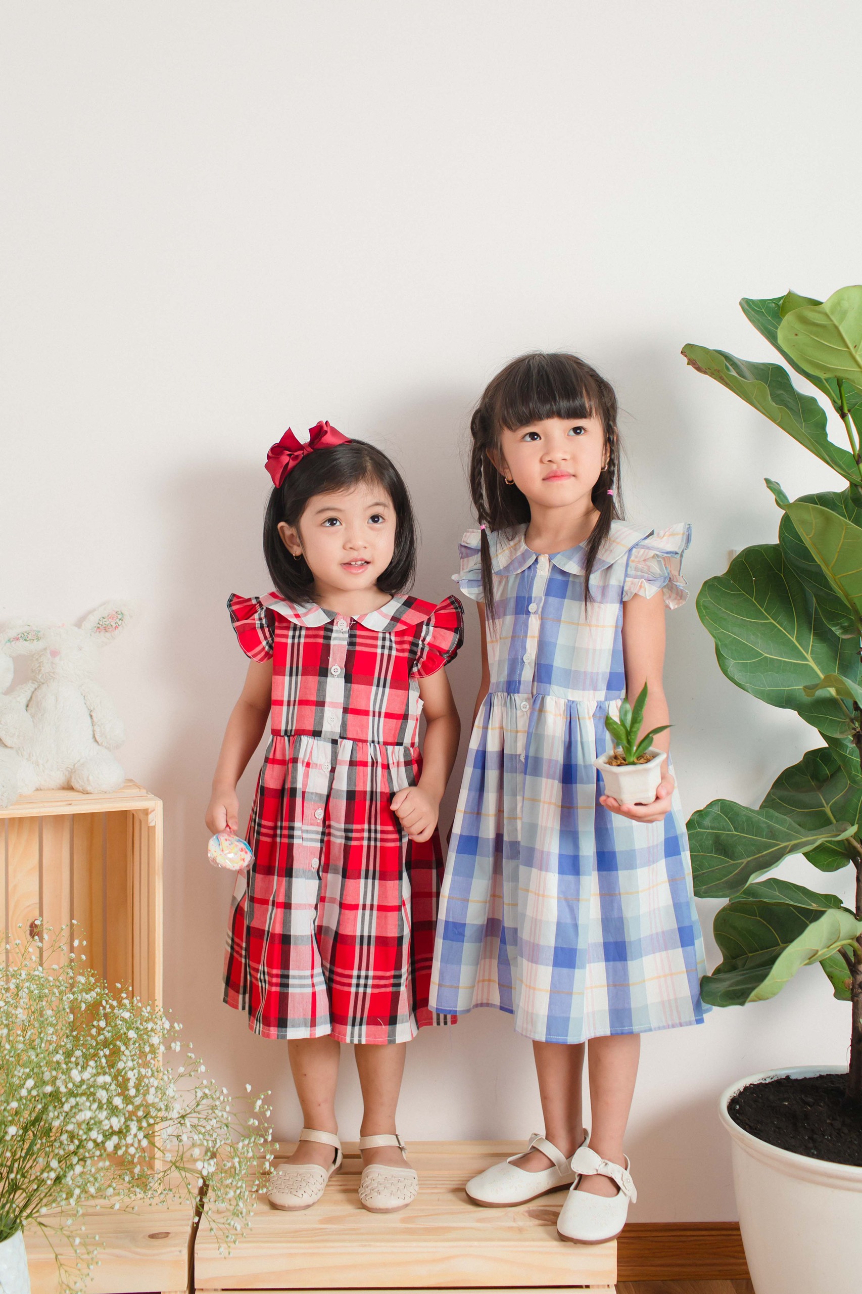 Đầm ca rô Vintage Dành Cho Bé Từ 1 Đến 6 Tuổi