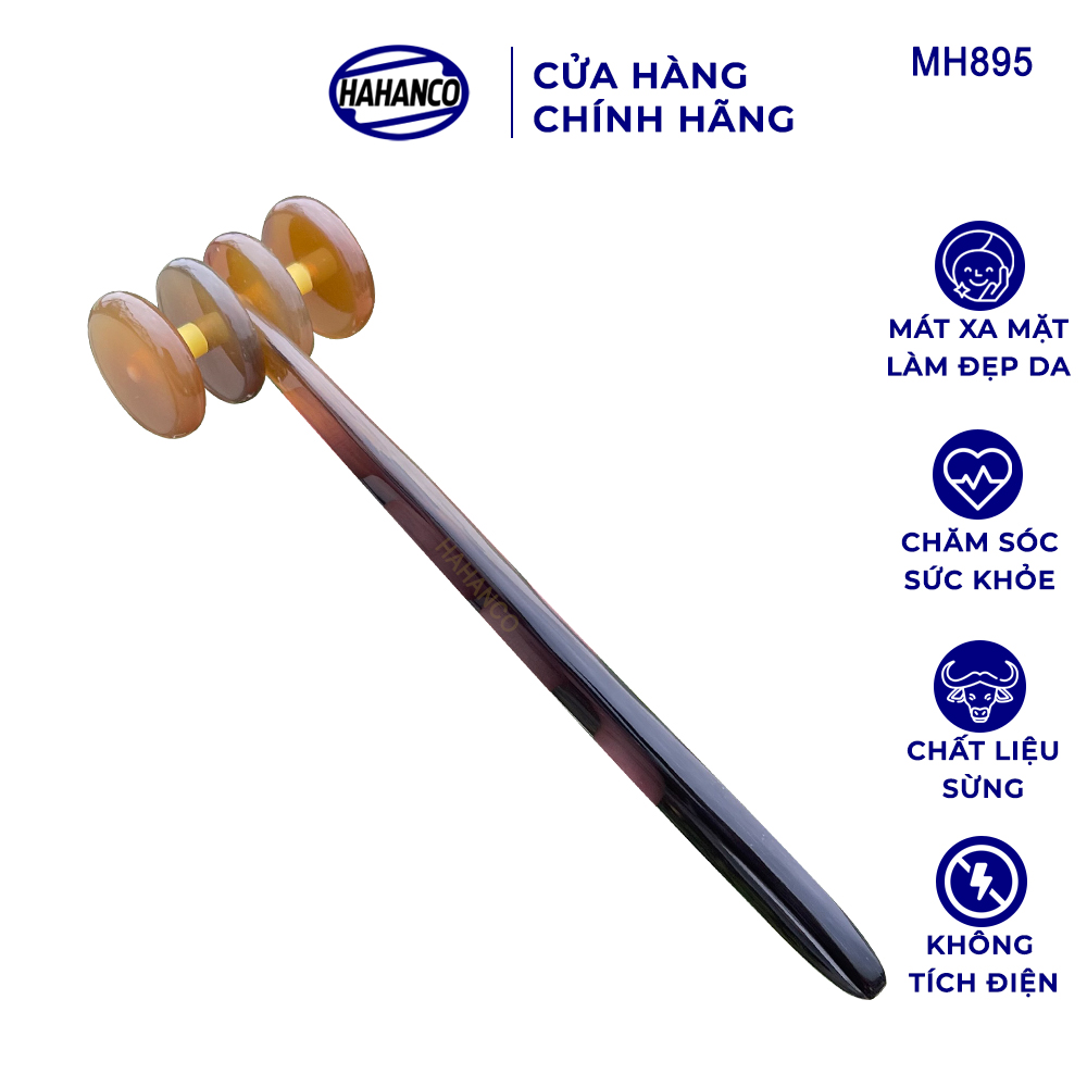 Cây lăn 4 bánh mát xa bằng sừng - lăn mặt giúp làm mịn da &amp; lưu thông khí huyết- MH895