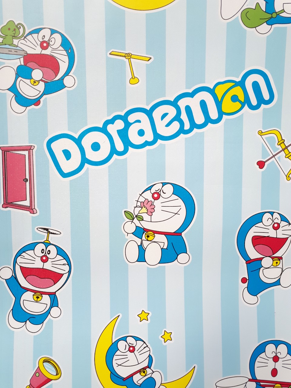 GIẤY DÁN TƯỜNG KHỔ 45CMX10M DOREMON SỌC XANH