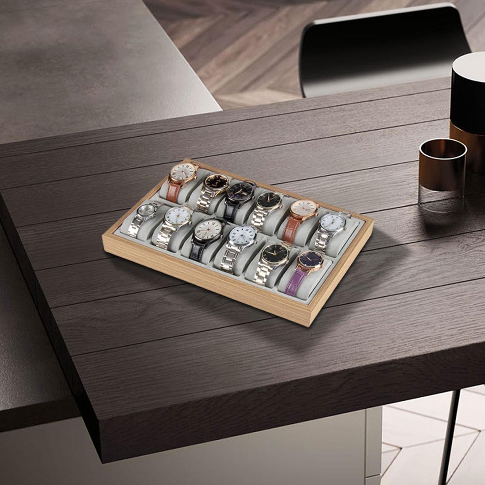 Watch Box Wood with Velvet Pillow Showcase Jewelry Bracelet Storage Case Collection 12 Slots Watch Box Organizer Classic Watch Display Box