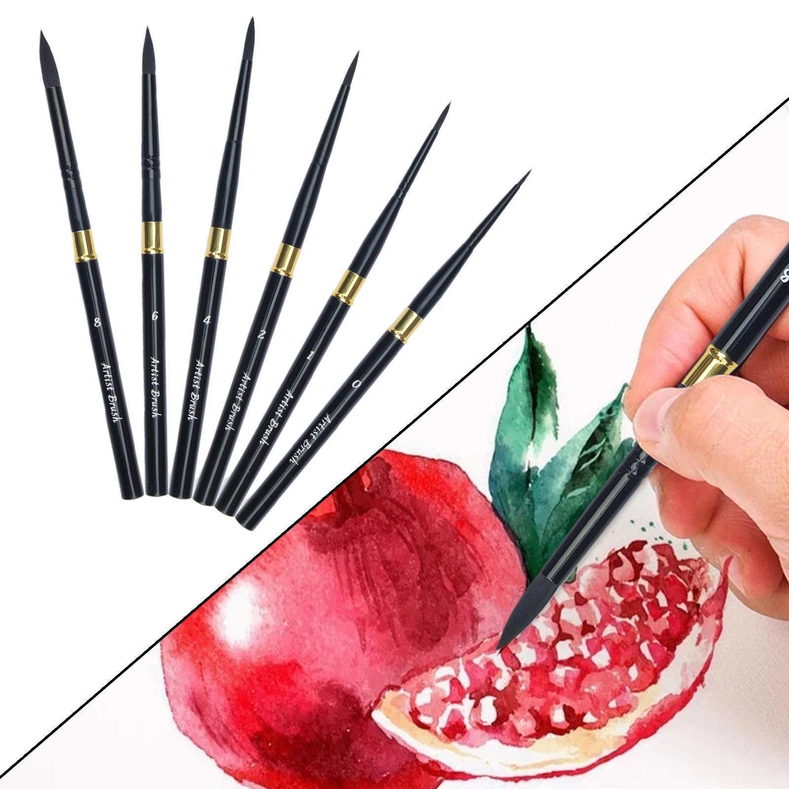 6pcs Brush Set Nylon Brushes for Oil Watercolor Artist Painting Art