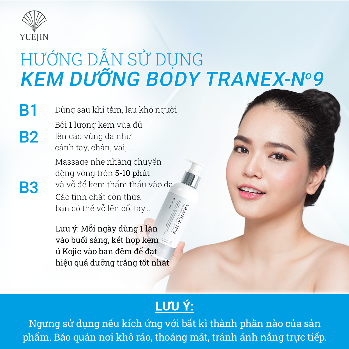 Kem Dưỡng Trắng Da Body TRANEX-No9 dưỡng ẩm, sáng da và giảm thâm - Yuejin