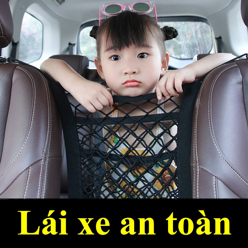 TẤM LƯỚI CHẶN AN TOÀN Cho Trẻ Em Trên Xe Ô Tô | Túi Để Đồ 2 Ngăn Tiện Lợi Trên Xe Hơi, Đàn Hồi Tốt