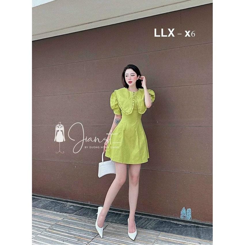 Đầm váy cổ tròn bèo lá xếp ly màu trắng tinh khôi, thời trang nữ dạo phố, dự tiệc