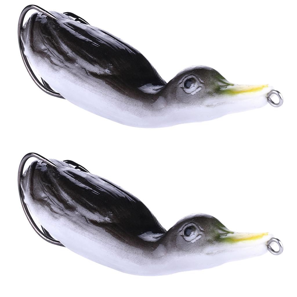 2pcs Floating Duck Lure 10.5cm Bass Bait Fishing Tackle Black