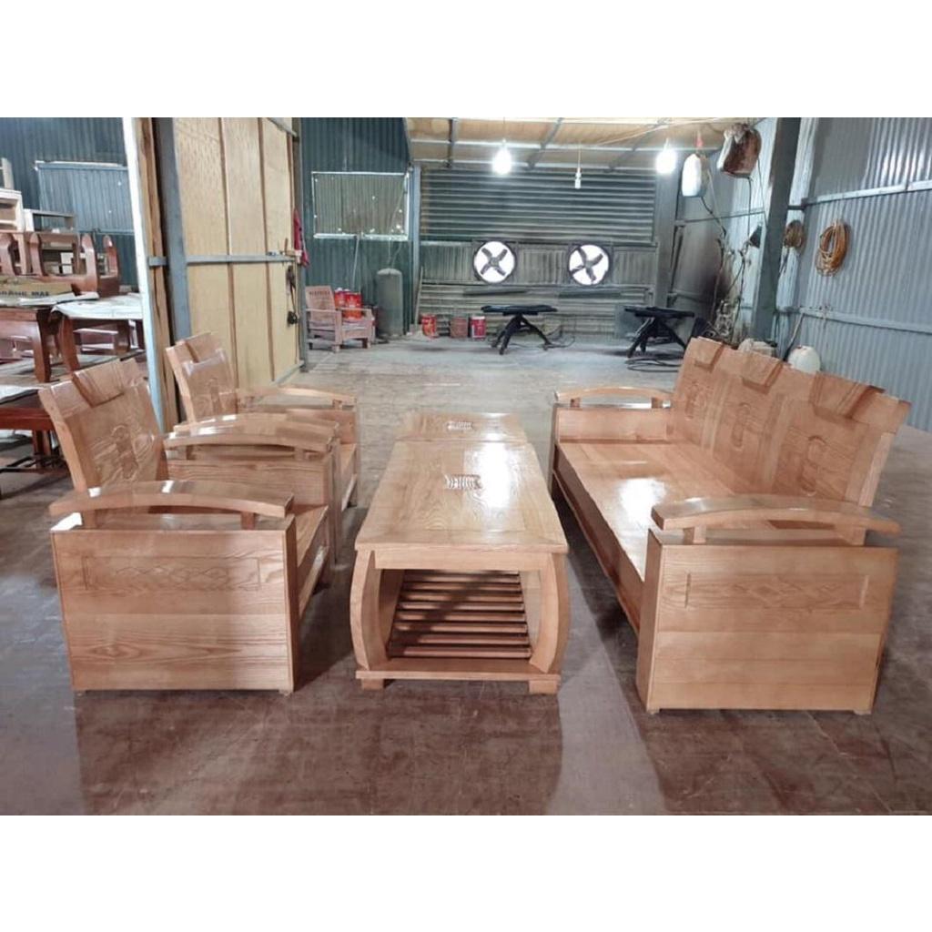 Bàn ghế Phòng Khách gỗ Sồi Nga mẫu số 81