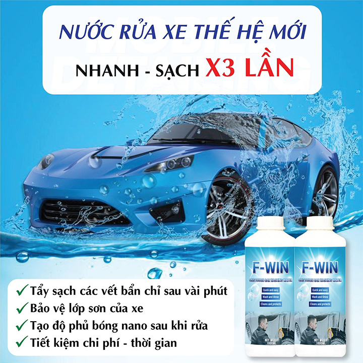 Dung Dịch Rửa Xe F-Win 750ml Rửa Xe 1 Chạm One Touch Clean - Nước Tẩy Rửa Xe Bọt Tuyết Chăm Sóc Xe Máy Ô Tô