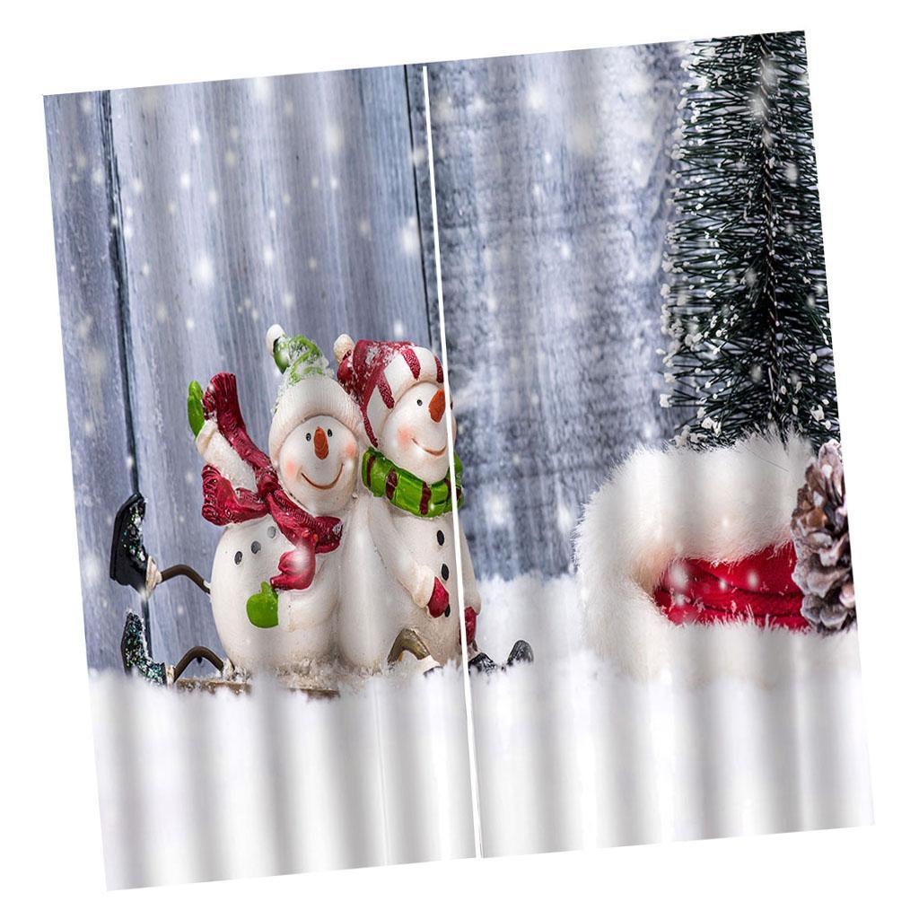 3pcs/set Christmas 3D Curtain Waterproof Window Drapes