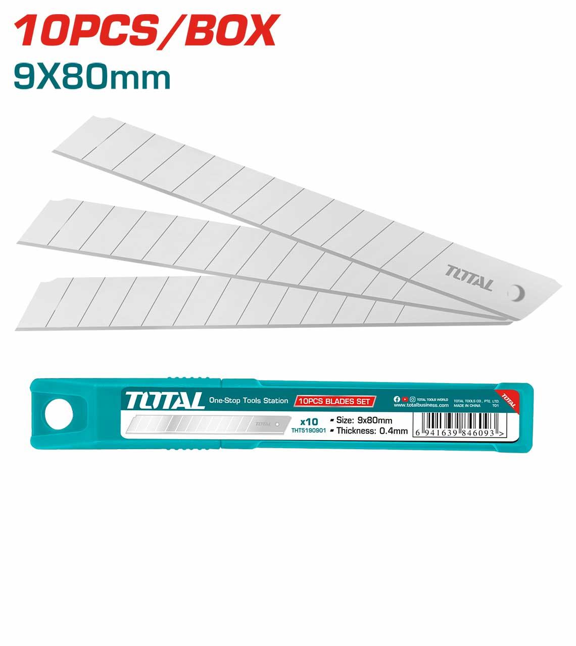 HỘP 10 LƯỠI DAO RỌC GIẤY 80X9MM TOTAL THT5190901 - HÀNG CHÍNH HÃNG
