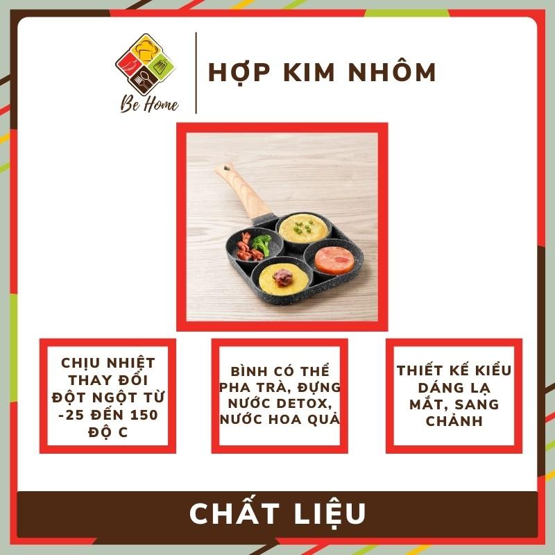 Khuôn Chảo Chiên Rán Trứng Làm Bánh 4 Ngăn 4 Lỗ Chống Dính - 4 Ngăn tay cầm cách nhiệt- An Toàn Cho Người Sử Dụng