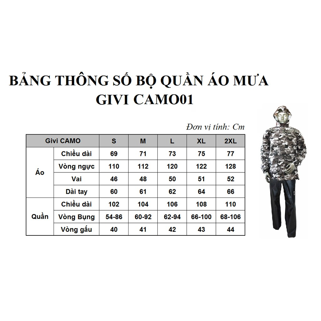 Bộ quần áo mưa Givi Cam01