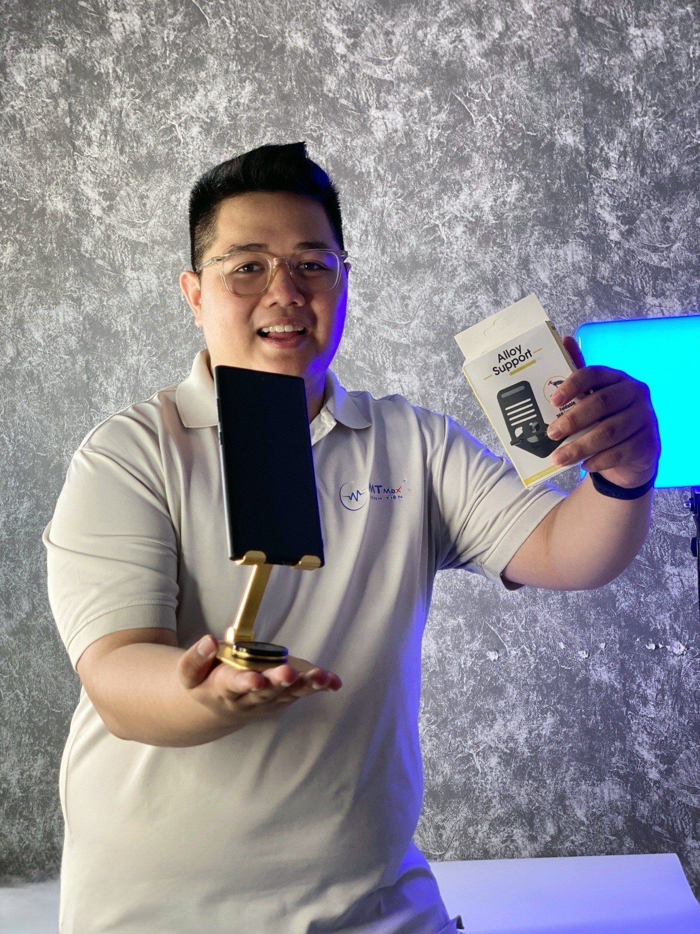 Giá Đỡ Điện thoại Đa Năng Cho Bảng Xoay chỉnh 360 độ Chất liệu Hợp Kim Nhôm Cao cấp