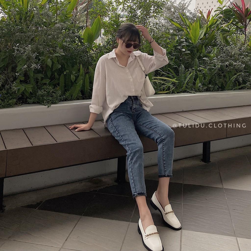 Quần Baggy Nữ Cạp Lưng Cao Co Giãn 4 Chiều Hàng Cao Cấp Quần Bò Nữ - Quần Jean Nữ Tulidu
