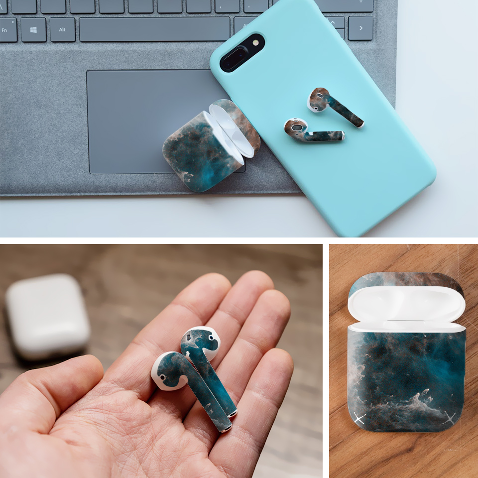 Miếng dán skin chống bẩn cho tai nghe AirPods in hình tinh vân Linh hồn - vutr009 (bản không dây 1 và 2)