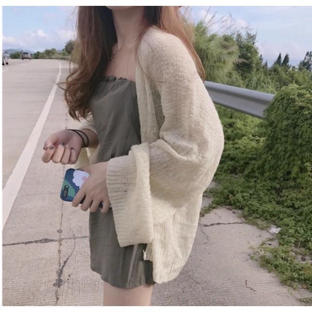 Áo khoác Cardigan len mỏng khoác ngoài - chất liệu len dệt kim phù hợp mùa hè và thời tiết se lạnh