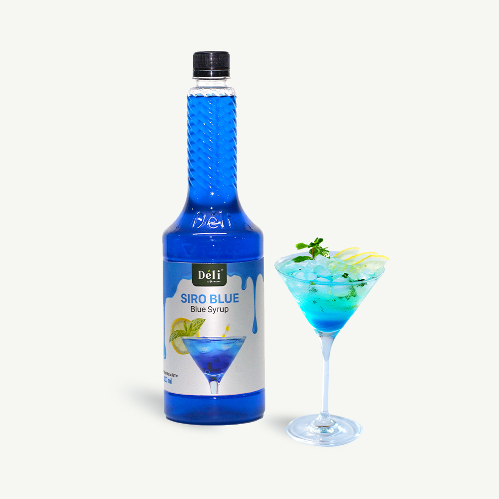 Siro blue Déli chai 1lit, HSD: 12 tháng Nguyên liệu pha chế trà trái cây, soda,...