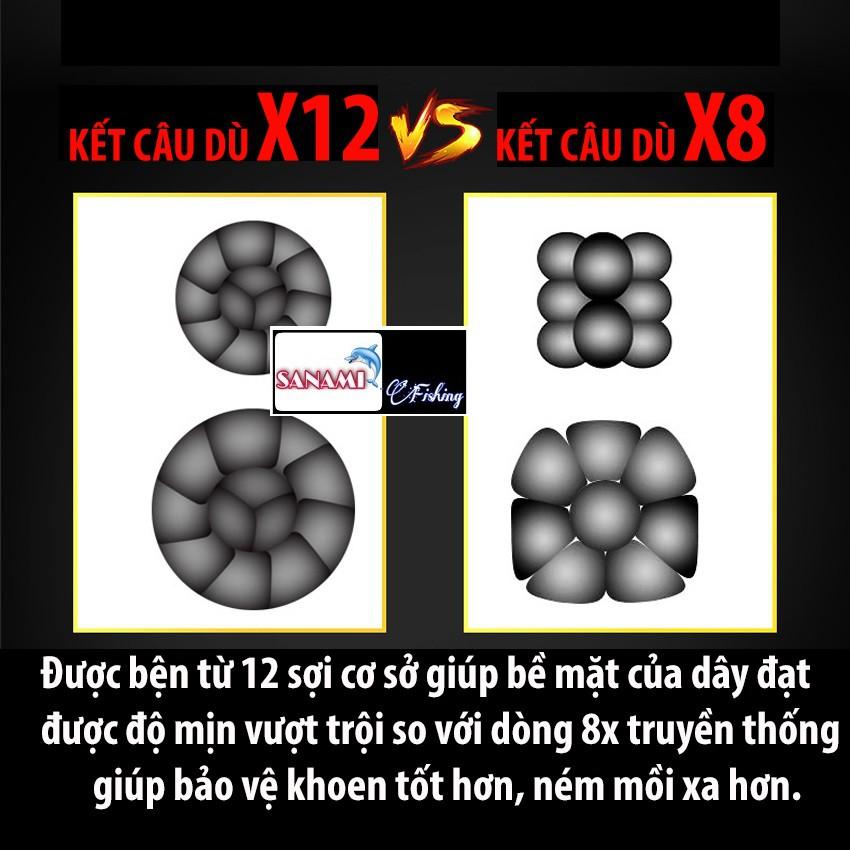 Dây Dù Câu Cá X12 Siêu Bền - Dù Pe X12,Dài 100m,7 Màu Đủ size,Chuyên Câu Lăng xê,Câu Lure