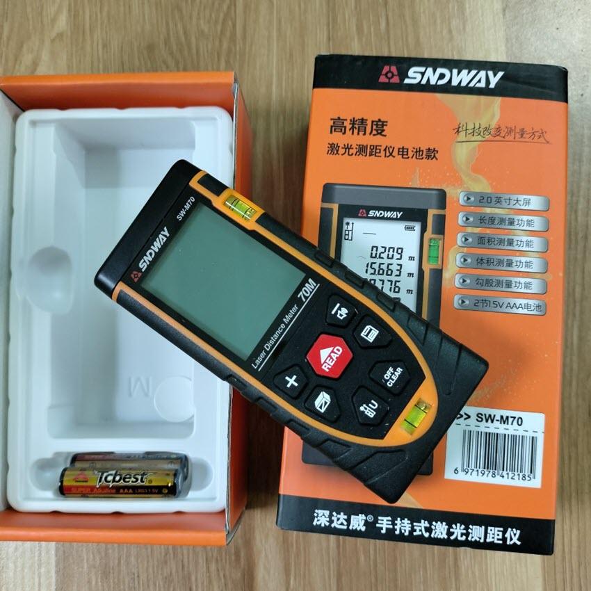 Thước đo khoảng cách, đo bằng tia laser – SNDWAY 70M – Đo đạc nhanh, chính xác, màn hình Led rõ nét, Tiêu chuẩn IP54