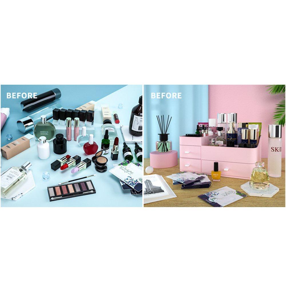 Kệ đựng mỹ phẩm khay để đồ trang điểm mỹ phẩm makeup đa năng bằng nhựa 2 tầng nhiều ô để bàn
