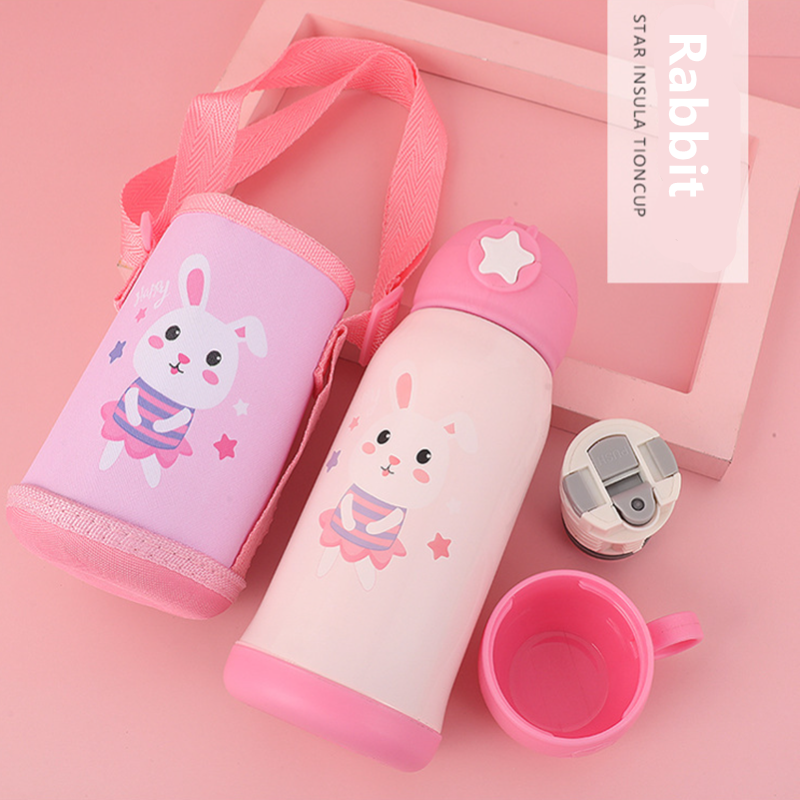 500 Ml Trẻ Em Inox Giữ Nhiệt Bình Nước Có Ống Hút Trẻ Em Di Động Cốc Nước Hoạt Hình Bình Nước Cho Học