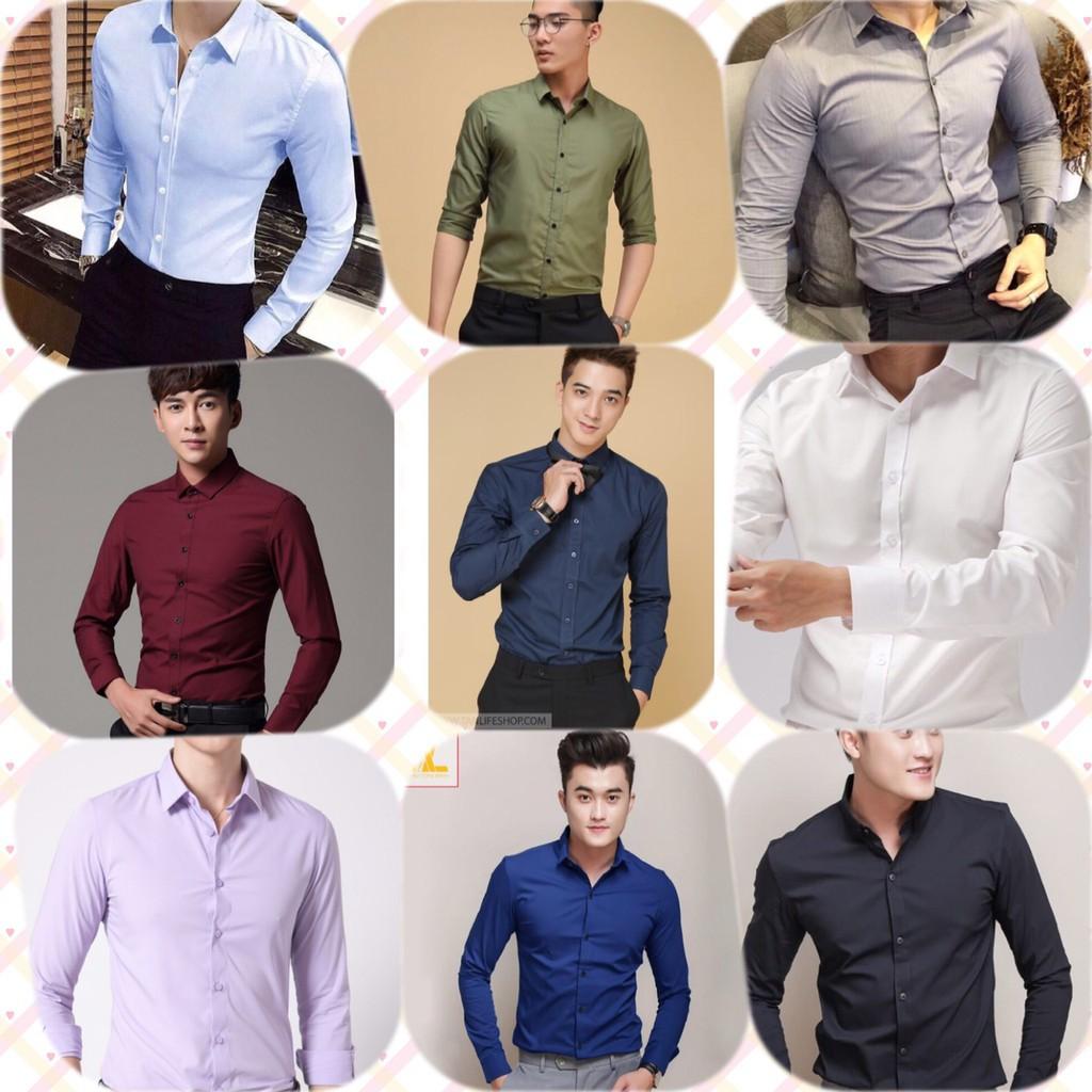ÁO Sơ Mi Nam Dài Tay Trơn Đủ Màu Công Sở Chất Kate Mềm Mịn Hàng Việt Nam XUMON SHOP