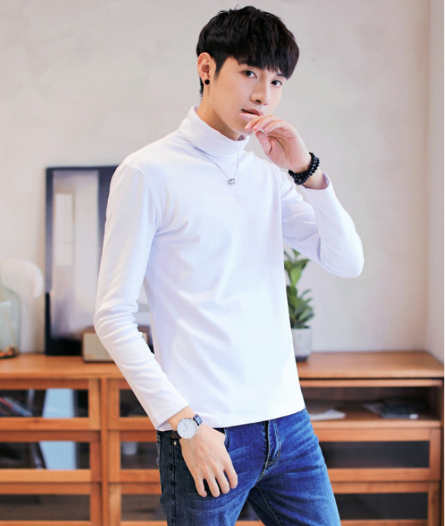 Áo thun len tay dài TitiShop ATN104 trắng cổ cao - XXL