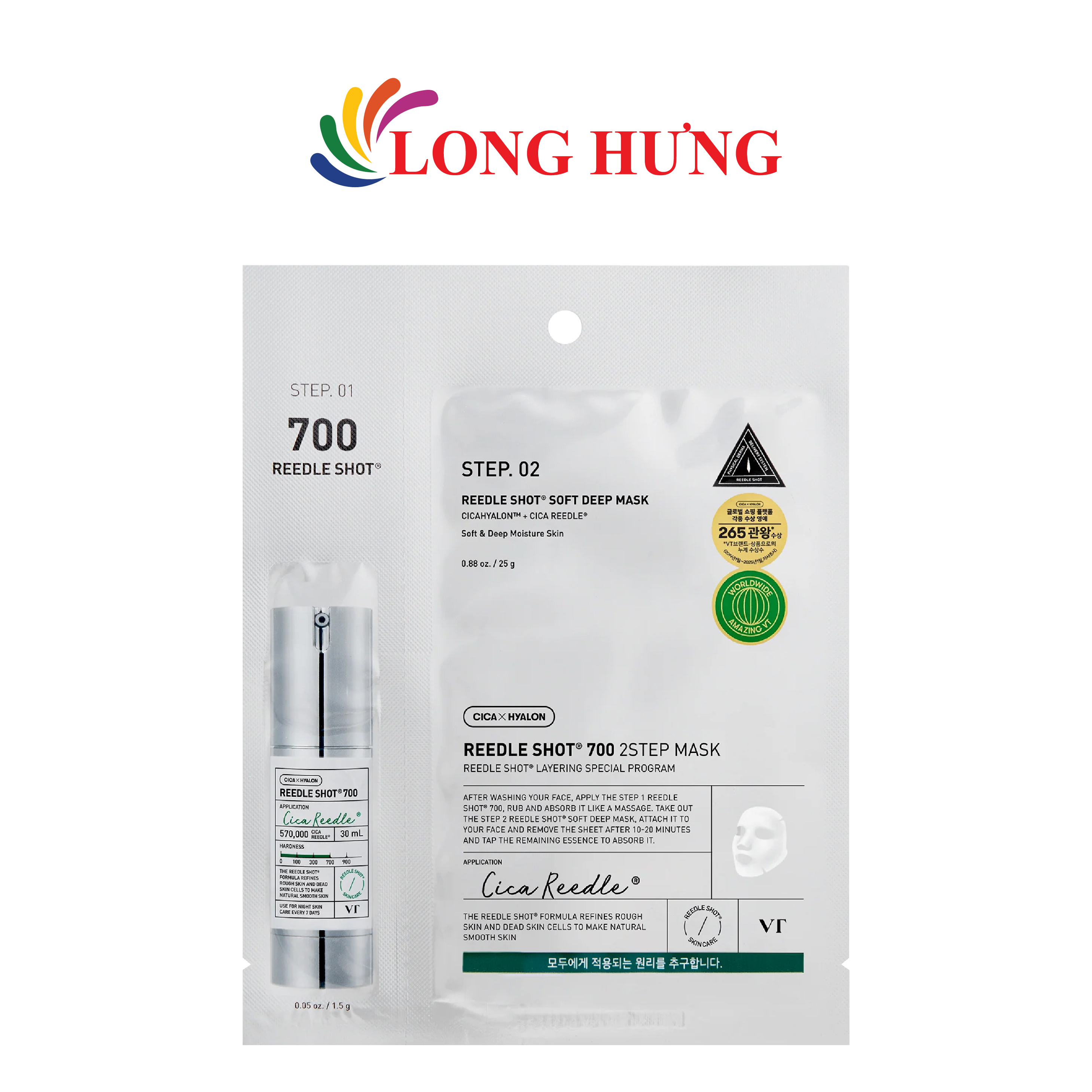 Set Tinh chất vi kim VT 700 Reedle Shot (1.5g) + Mặt nạ Deep Mask (25g) - Hàng chính hãng