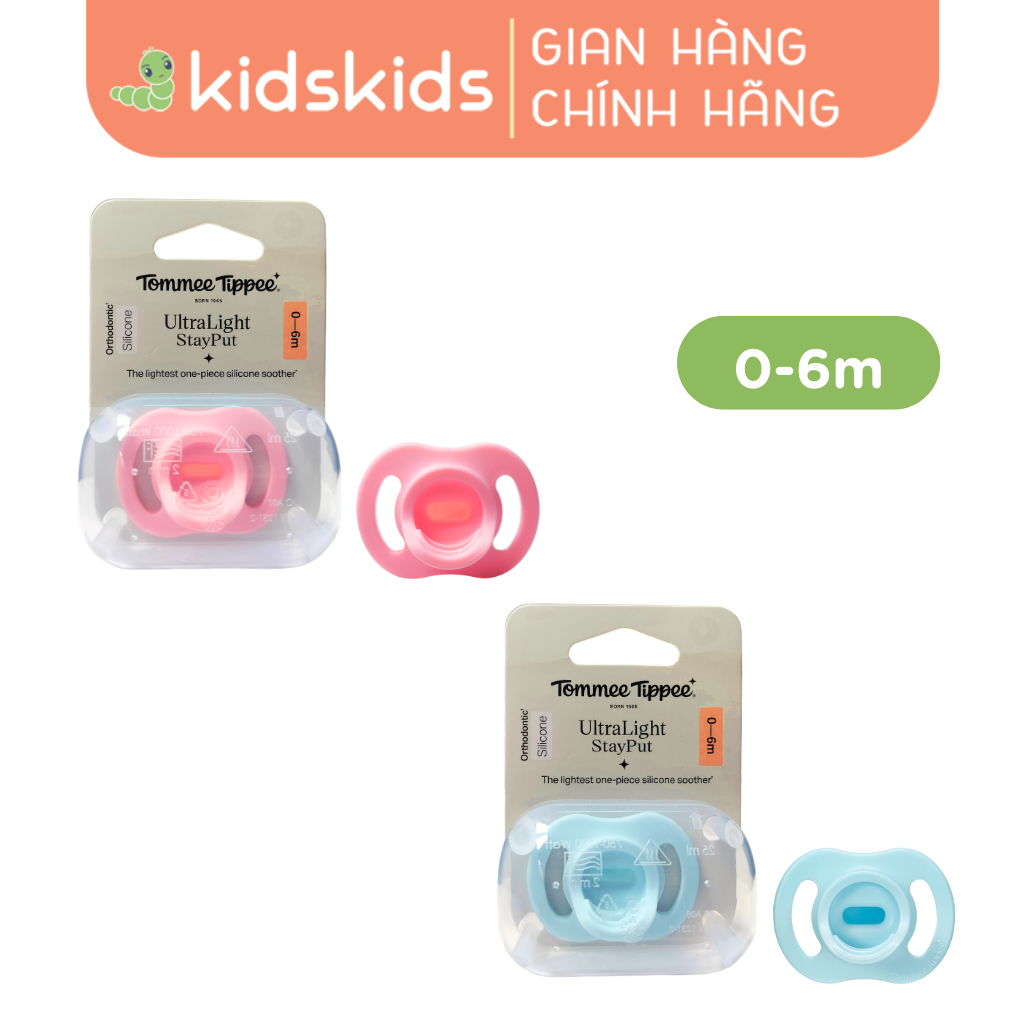 Ty Ngậm Silicon Siêu Nhẹ Cho Bé Tommee Tippee Ultra Light 0-6 Tháng (Vỉ Đơn)