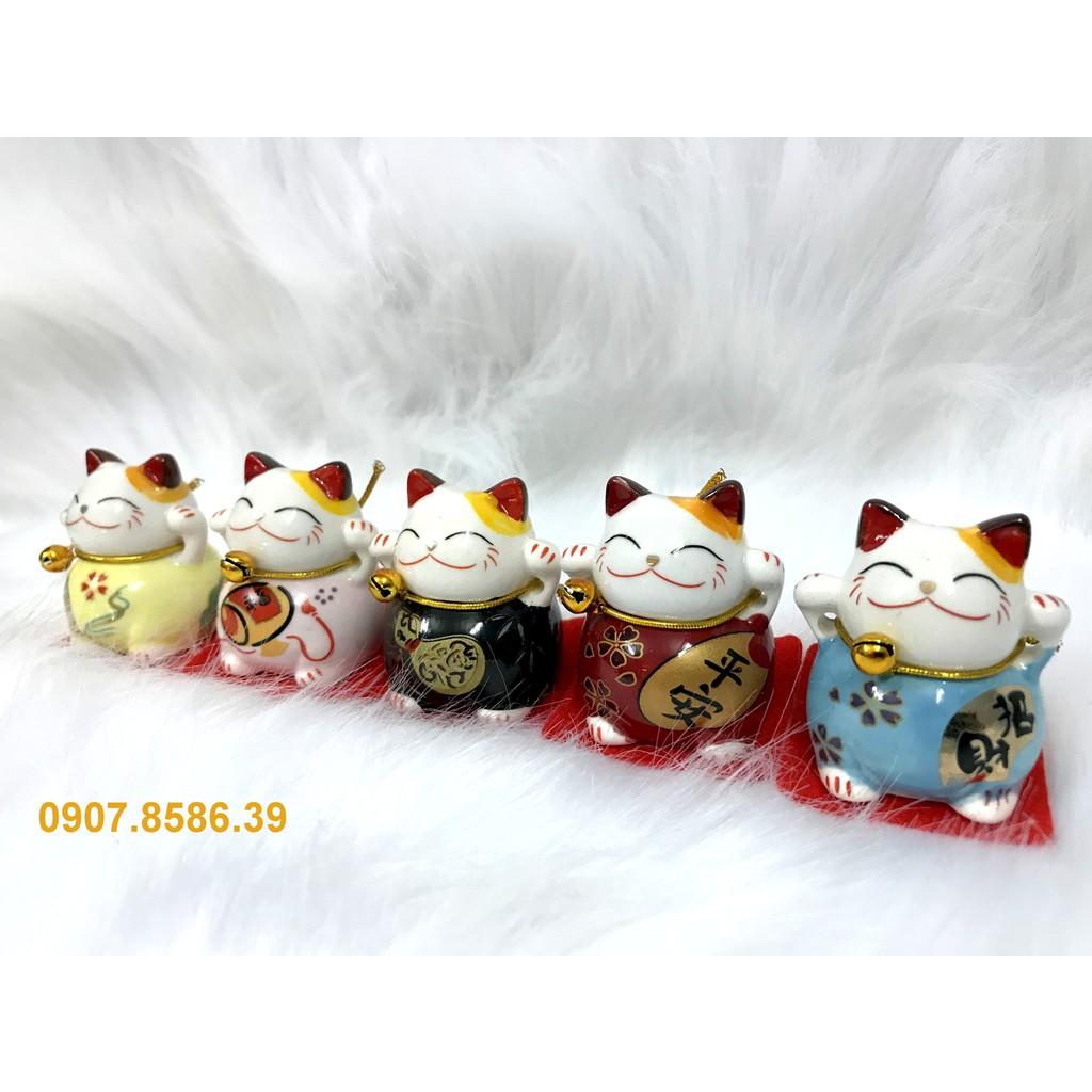 Full Set Bộ 5 Tượng mèo sứ thần tài Maneki Neko Japan