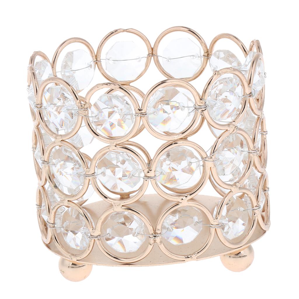 3pcs 3'' Crystal Beads Candle Holder Banquet Candlestick Table Centerpiece